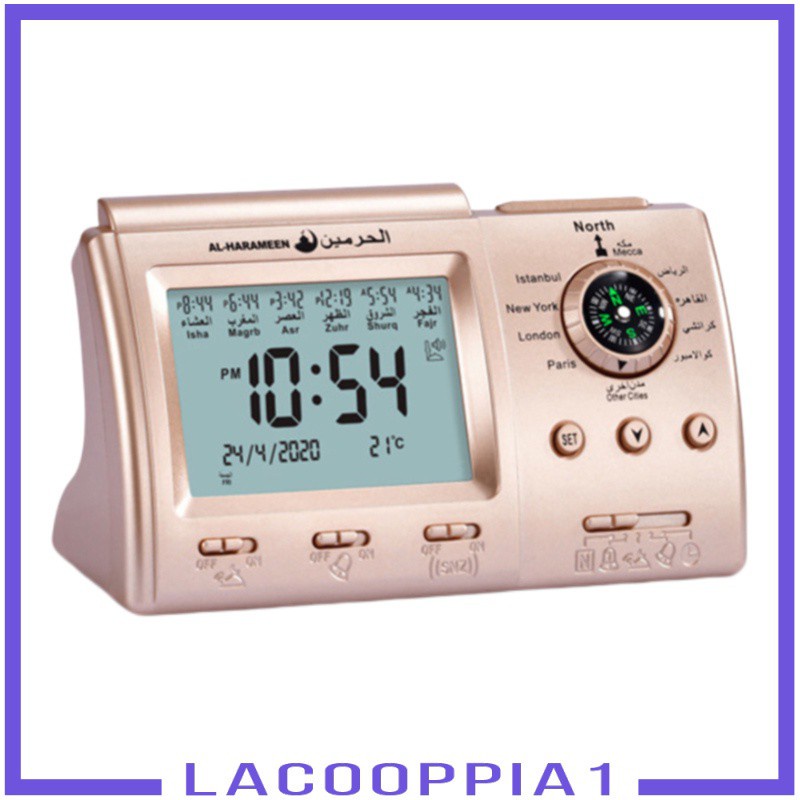 [LACOOPPIA1] Azan Clock LCD Sound Alarm Clock Ramadan Mosque Office Home Decor Gold Gift