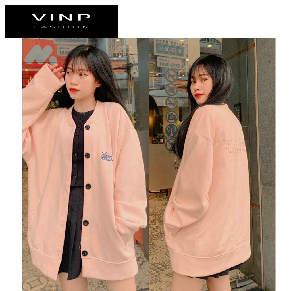 Áo khoác nỉ bông Cardigan Thêu Chó Áo chống nắng thời trang - VinP Fashion