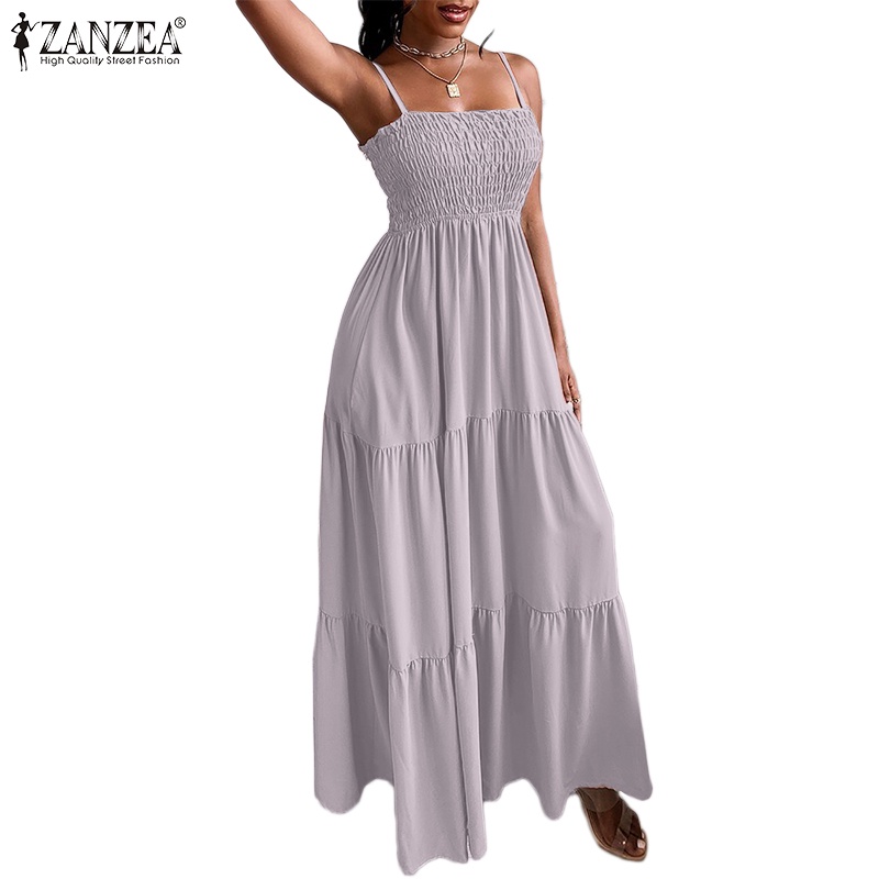 Đầm 2 dây ZANZEA dáng rộng phong cách Châu Âu thời trang cho nữ