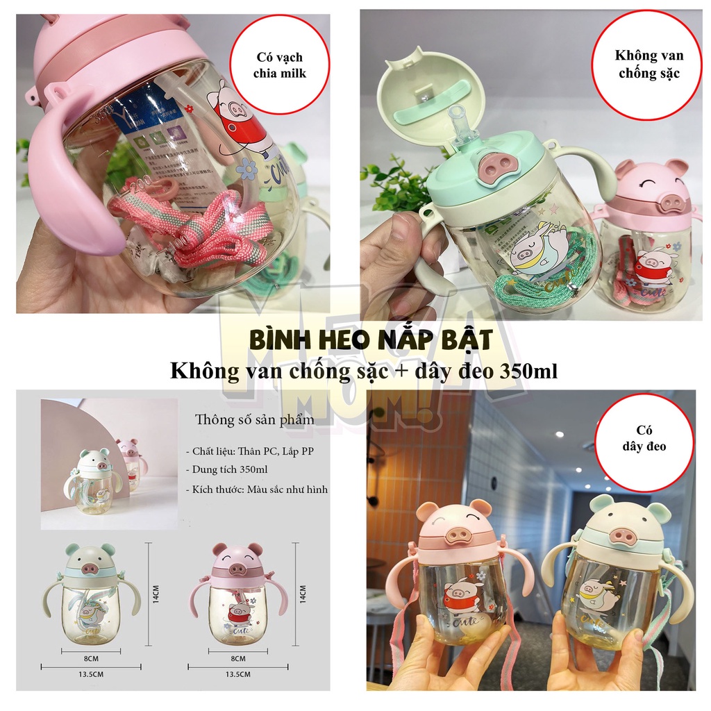 [TẶNG CỌ ỐNG HÚT] Bình tập uống nước chống sặc cho bé, bình uống nước cho bécó van chống sặc hình thú Beosmart