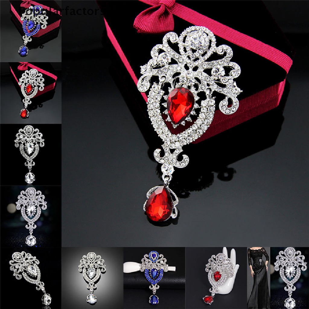 Ghim cài áo hình hoa lớn đính đá pha lê thời trang