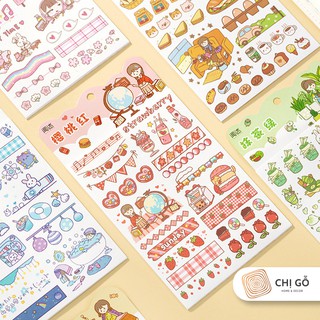 SET 4 tờ sticker trang trí sổ tay dễ thương Bullet Journal DIY - Chị Gỗ