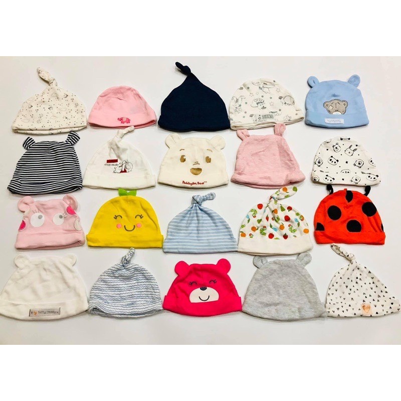 [size newborn] MŨ SƠ SINH COTTON XUẤT DƯ ĐÁNG YÊU CHO BÉ