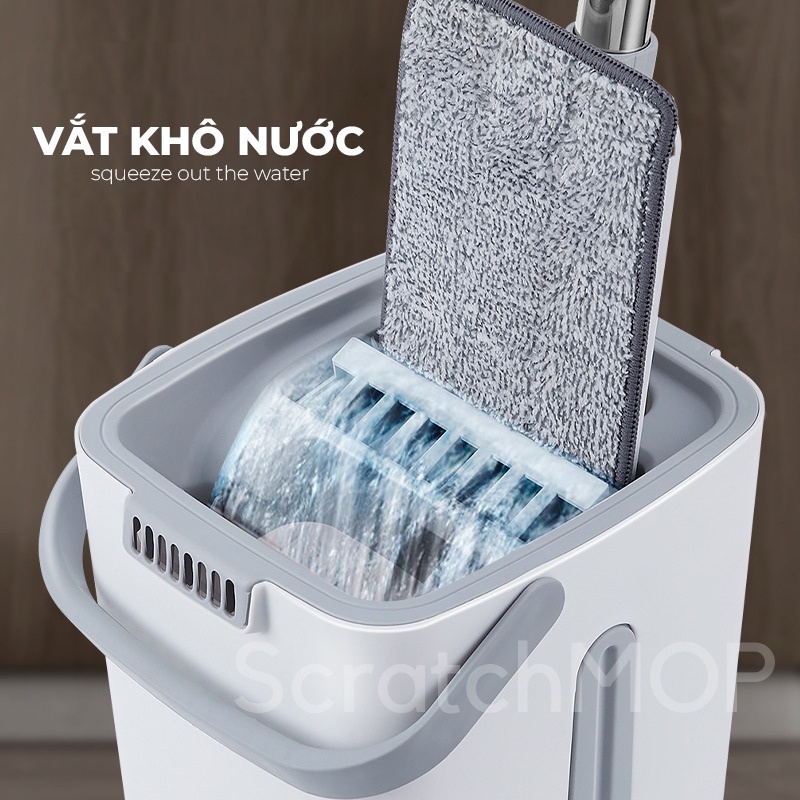 Cây Lau Nhà Tự Vắt Thông Minh MOPScratch Chổi Lau Nhà Tự Vắt 360 Độ Bộ Lau Nhà Cao Cấp Tặng Kèm 2 Miếng Lau