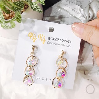 (thanh lý) Khuyên tai nữ đẹp - Bông tai nữ đẹp dáng dài đính đá ánh xà cừ nhiều màu