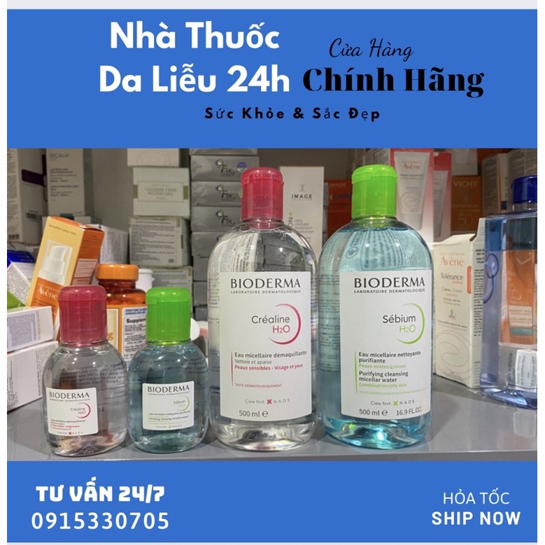 Tẩy trang Bioderma Xanh Hồng 500ml CHÍNH HÃNG