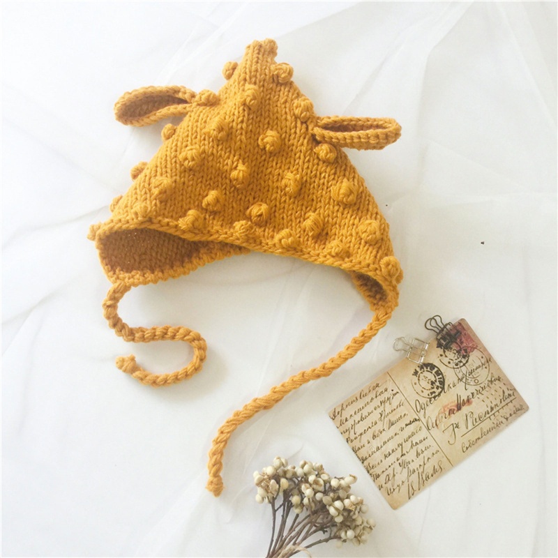 Mũ Beanie Đan Len Giữ Ấm Tai Dễ Thương Cho Bé Sơ Sinh