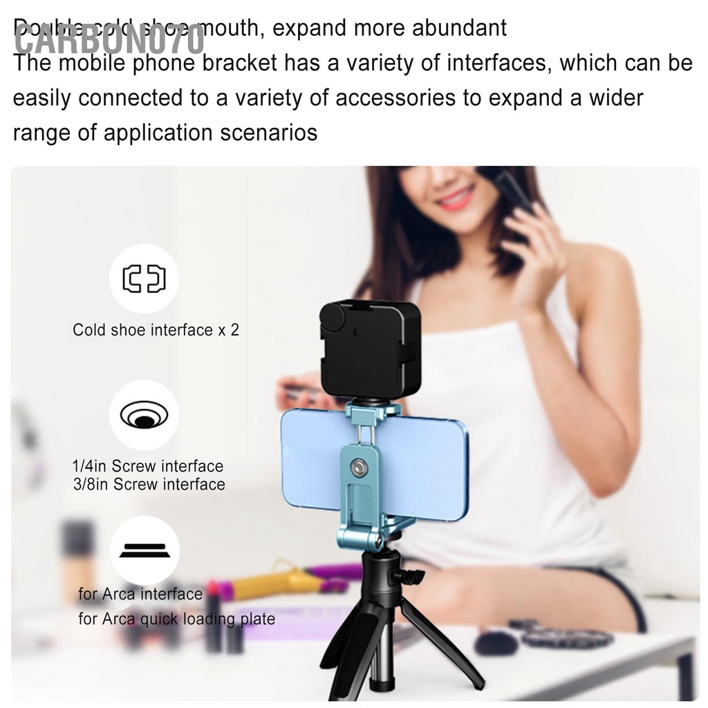 Carbon070 Hợp kim nhôm Giá đỡ điện thoại di động Chân máy xoay 360 ° kẹp với giày lạnh cho thông minh