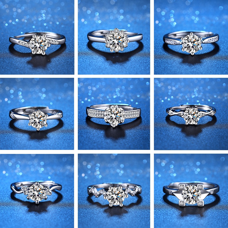 Nhẫn Đeo Tay Thời Trang Hàn Quốc 22 Kiểu Bằng Bạc 925 Cho Nữ Moissanite 1 Carat