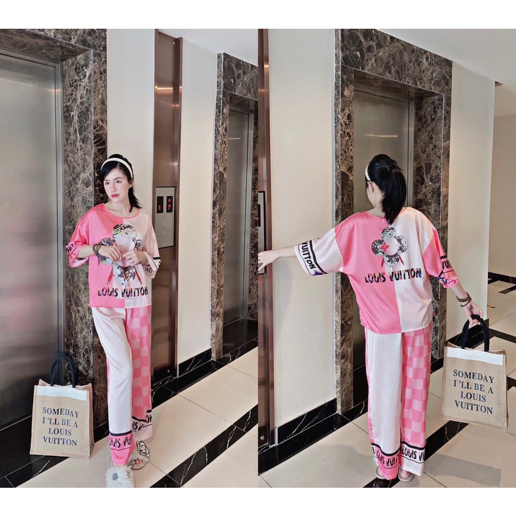 [DƯỚI 62KG] ĐỒ BỘ LỤA LATIN TAY NGẮN QUẦN DÀI CỔ TRÒN CAO CẤP THƯƠNG HIỆU SANG TRỌNG - BẦU BÍ SAU SINH MẶC THOẢI MÁI | BigBuy360 - bigbuy360.vn