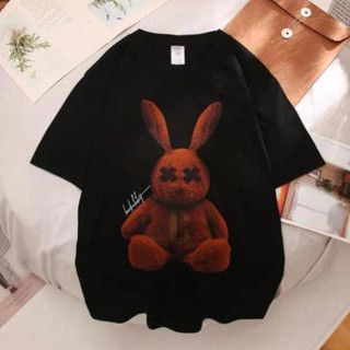 Áo thun gấu nâu cực xinh Áo unisex, áo thun đôi nam nữ đen trắng from rộng, vải cotton xịn