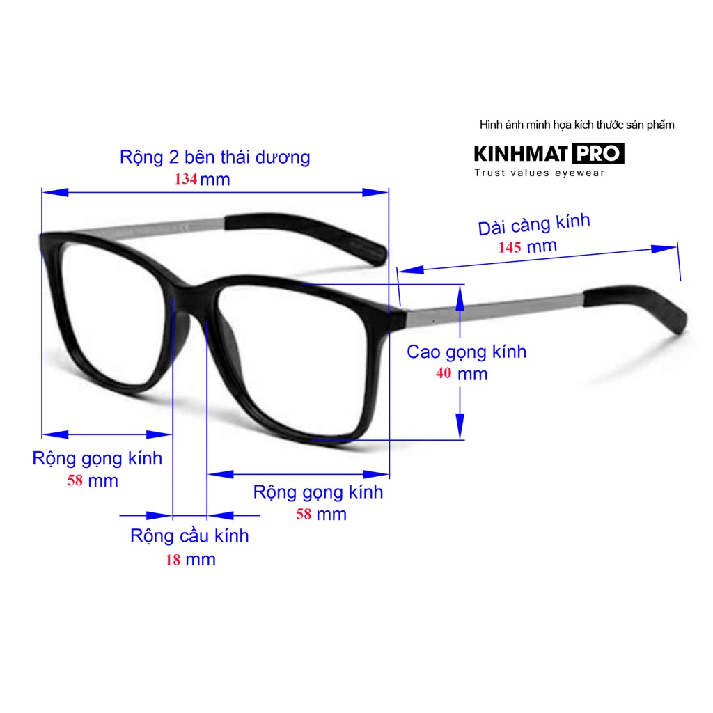 Gọng kính nhựa TR90 dáng vuông sang trọng 215262 Kính mắt Pro
