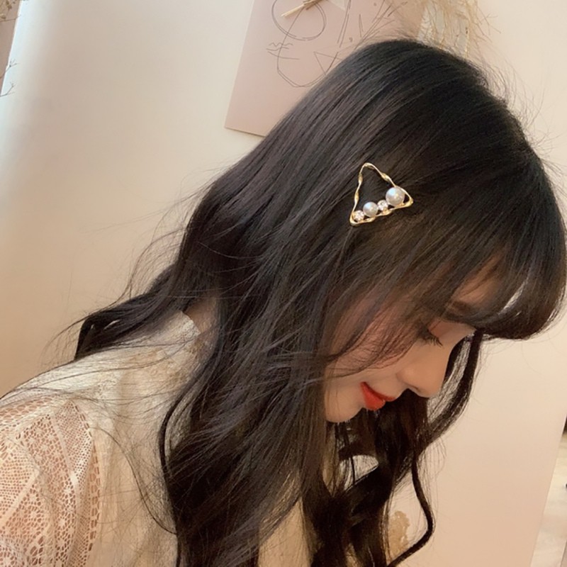 Kẹp tóc đính hạt giả ngọc trai phong cách Hàn Quốc