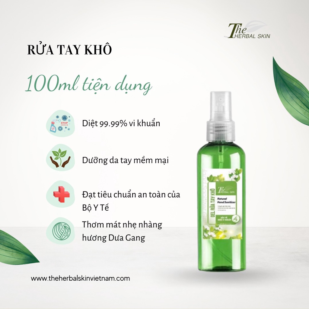 Rửa Tay Khô The Herbal Skin 100ml Dưa Gang - Hương Hoa