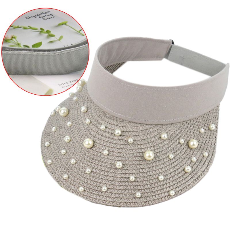 Nón Cối Rộng Vành Đính Hạt Ngọc Trai Giả Chống Nắng Thời Trang Đi Biển Cho Nữ