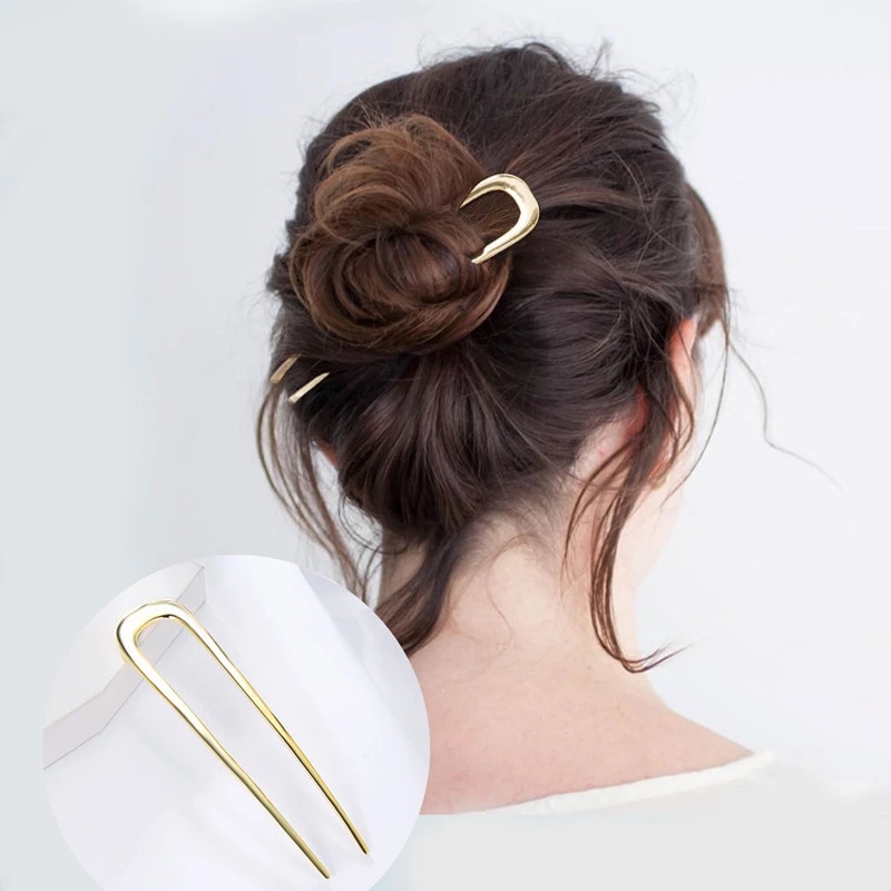 Kẹp Tóc Hợp Kim Hình Chữ U Phong Cách Cổ Điển Thời Trang 2 Prong Chignon Dành Cho Bạn Nữ
