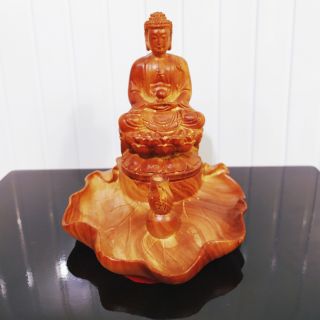 Tượng Phật Dược Sư Lưu Ly giả gỗ kèm đế cắm nhang