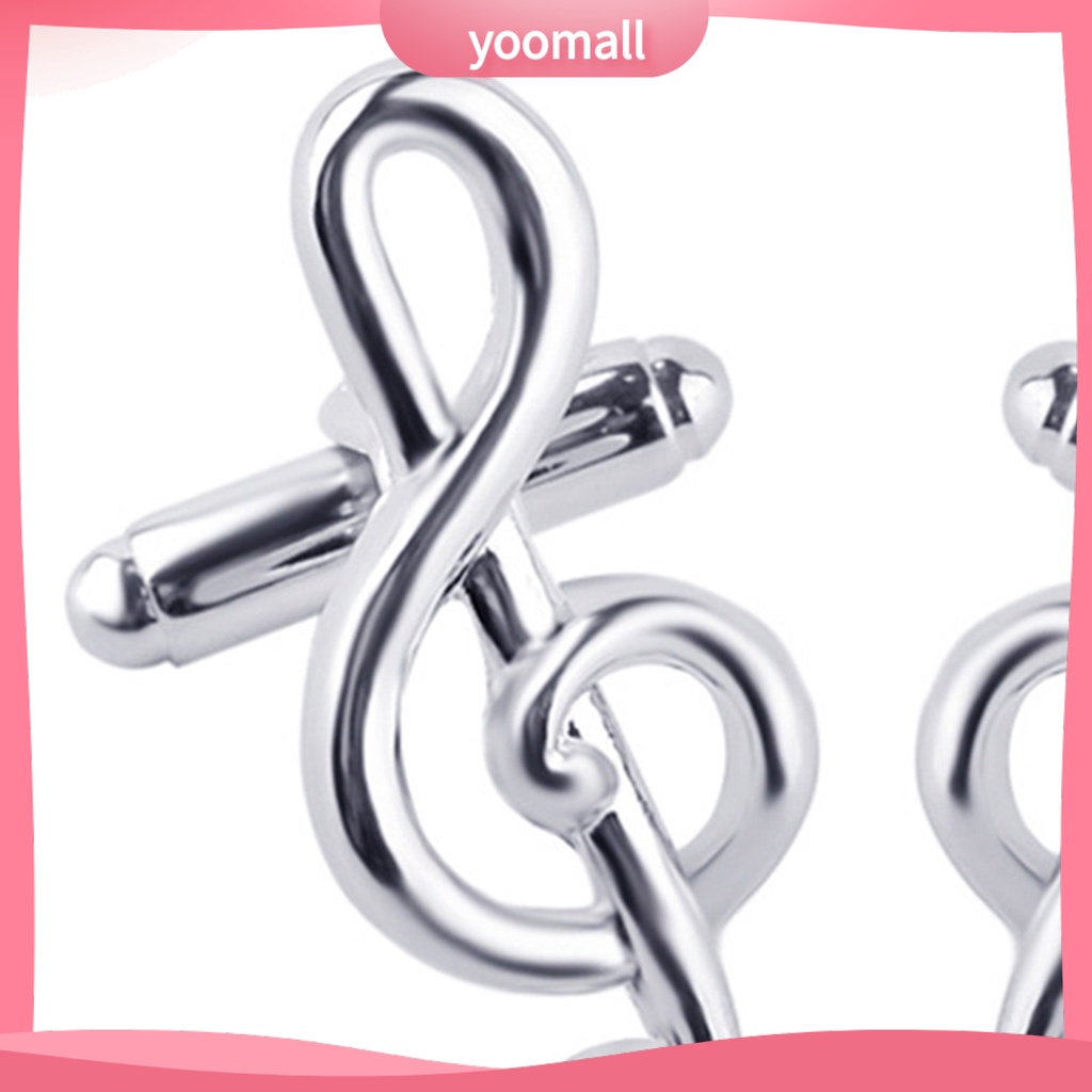 Khuy măng sét mạ bạc thiết kế hình nốt nhạc thời trang thanh lịch cho nữ