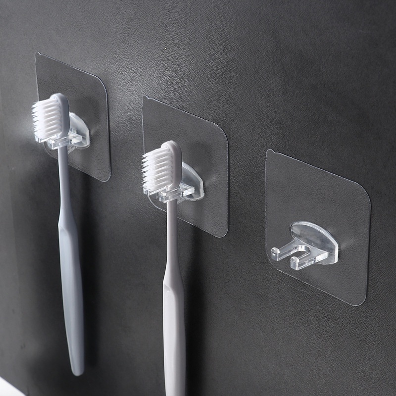 Set 4 móc treo bàn chải đánh răng dán tường trong suốt