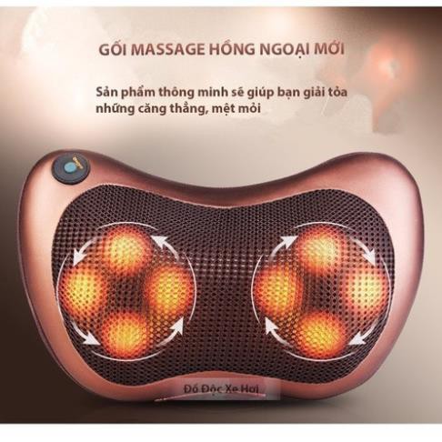 Gối Massge 8 Bi  2 Chiều Loại 1 Hồng Ngoại Trị Liêu Nhức Mỏi Cổ Vai Gáy ( Bảo Hành 1 Tháng )