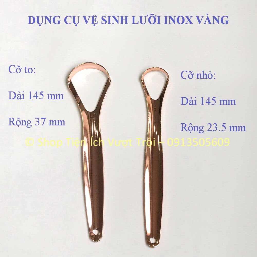 Dụng cụ nạo sạch rêu lưỡi bằng Inox vàng, cây rơ lưỡi, làm sạch khoang miệng, hết hơi thở hôi, nóng-Tiện Ích Vượt Trội