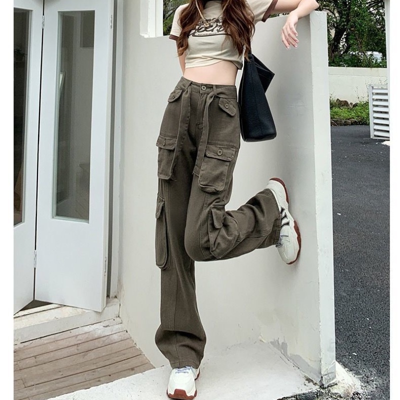 COZOK Quần Jean Ống Rộng Lưng Cao Kiểu Dáng Đơn Giản Năng Động Thời Trang