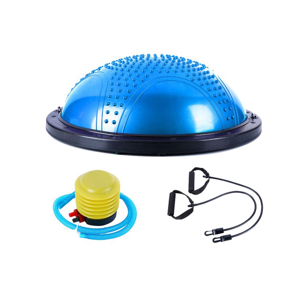 Bóng Bosu tập thể dục, Yoga tại nhà, tùy chỉnh cân bằng, massage cơ thể cao cấp kèm bơm + dây chính hãng POPO YGB24blue