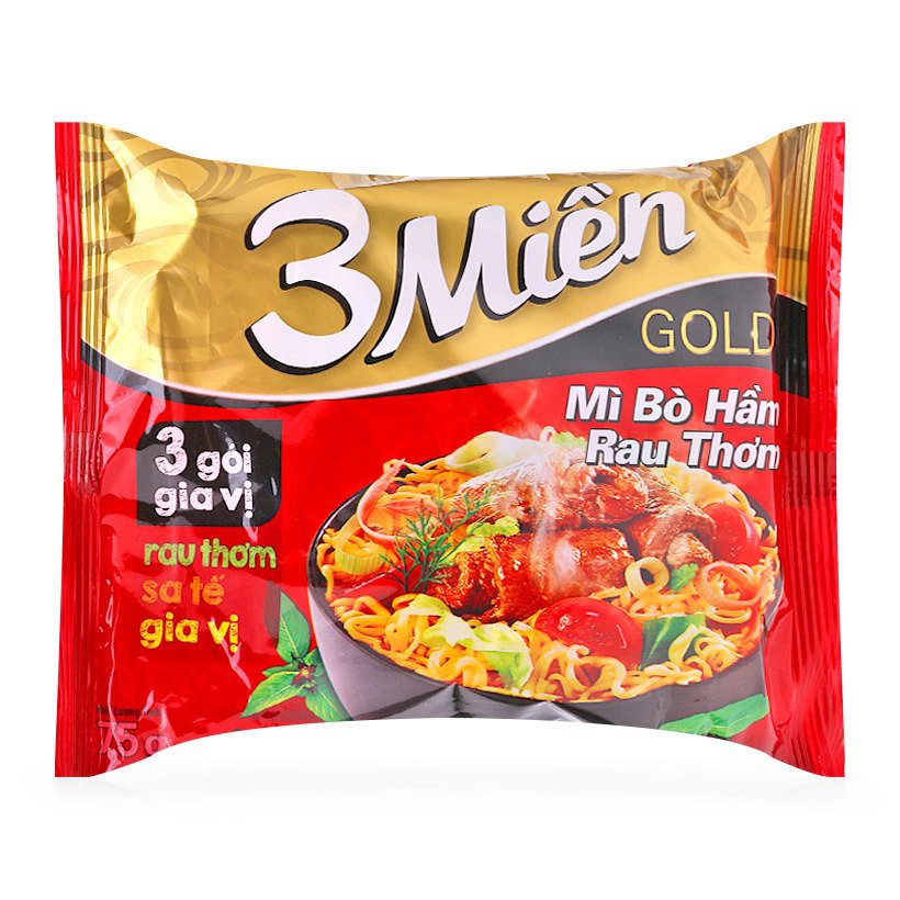 Mì 3 miền ( bò hầm rau thơm ) - Gói 75g - Thùng 24 gói | Shopee Việt Nam