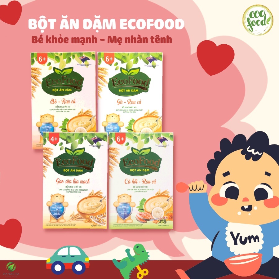 Bột ăn dặm Ecofood đủ 4 vị - Mẹ và bé - Tăng chiều cao, ăn ngon ngủ ngon cho bé