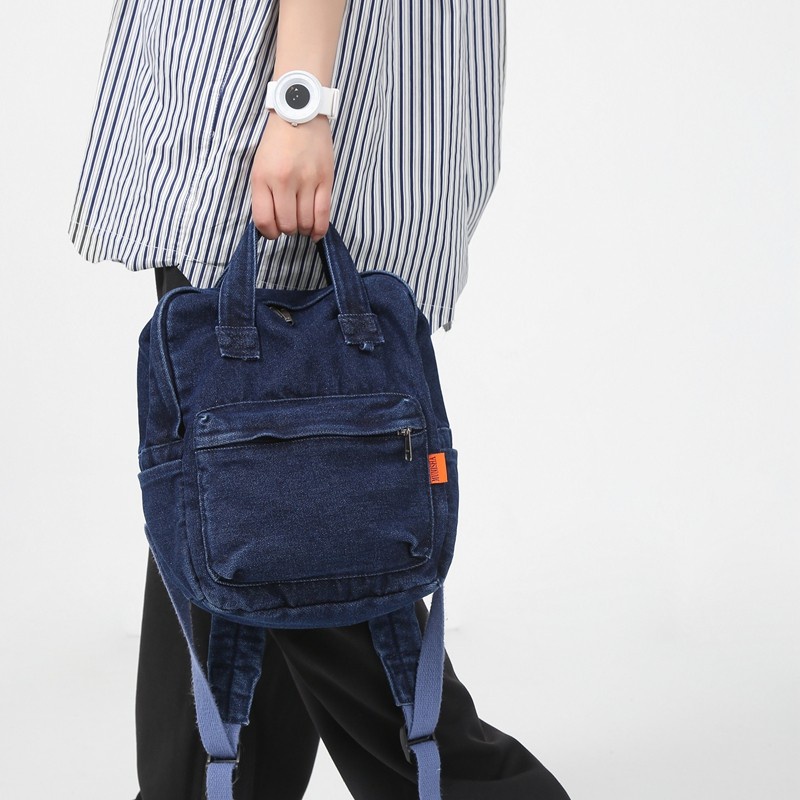 Ba Lô Denim In Hình Mèo Chanh Thời Trang Dành Cho Nữ