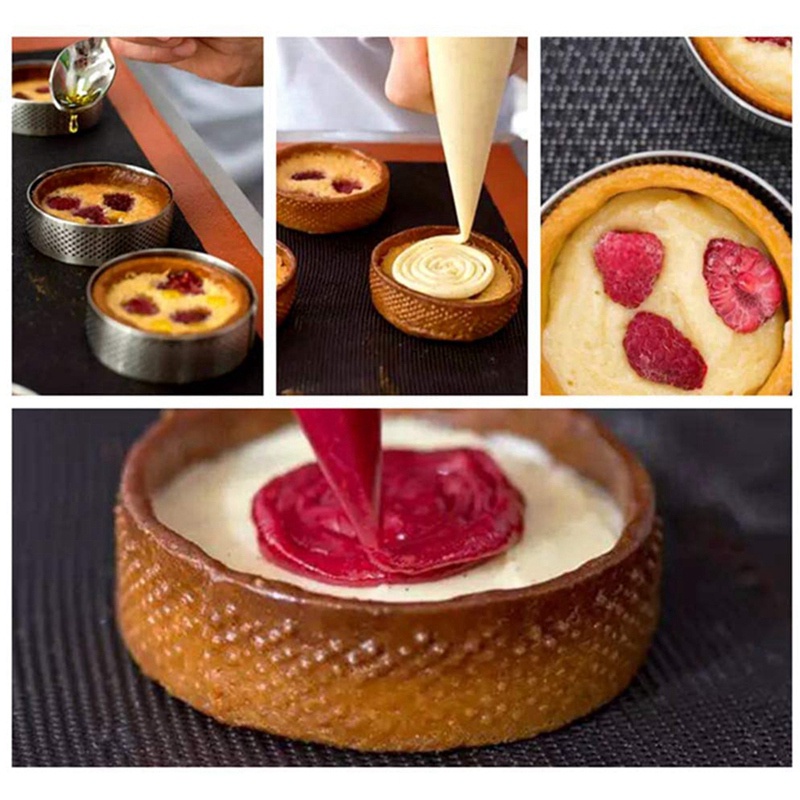 10 Khuôn làm bánh tart bằng thép không gỉ 4.5cm có lỗ