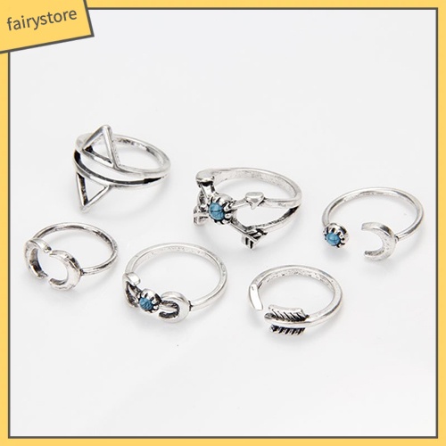 Set 6 nhẫn đeo đốt tay thiết kế đa dạng thời trang cho nữ