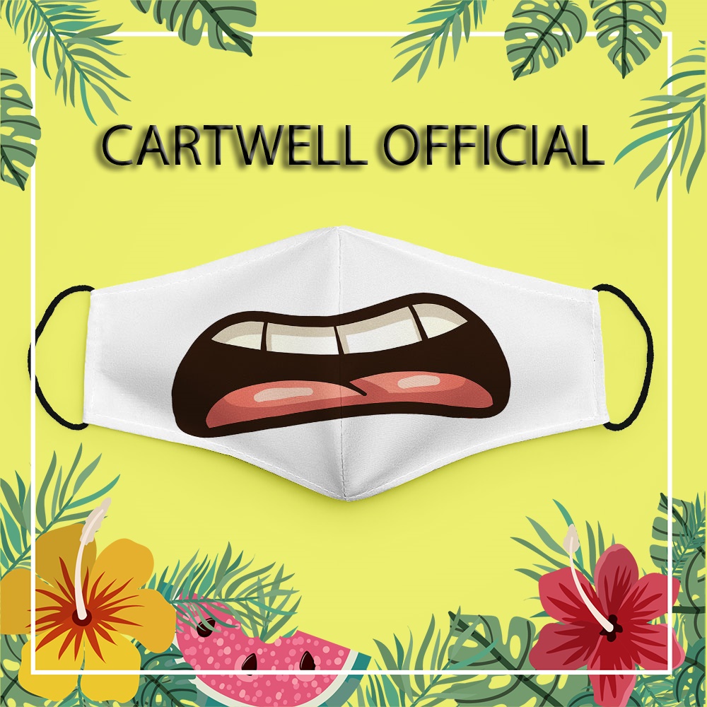 Khẩu trang vui nhộn cho bé đáng yêu trẻ em cute thú cưng Hình Vẽ DRAWN CARTWELL dày 2 lớp thời trang unisex dây đeo mềm