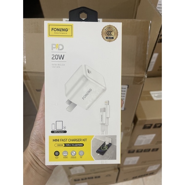 Bộ cốc cáp sạc nhanh PD 20W (cáp Type C to Lai Ning) 3C-11