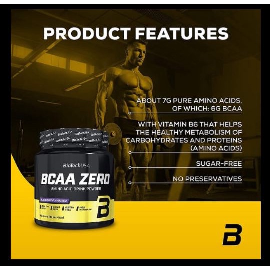BIOTECH Bcaa Zero Thực Phẩm Bổ Sung Phát Triển Cơ Bắp, Tăng Hiệu Suất Tập Luyện (40 Lần Dùng)