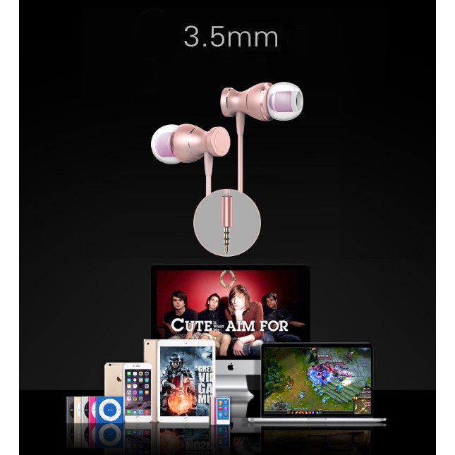 Tai nghe nhét tai 3.5mm bằng kim loại kèm mic dành cho Samsung Huawei Xiaomi Oppo