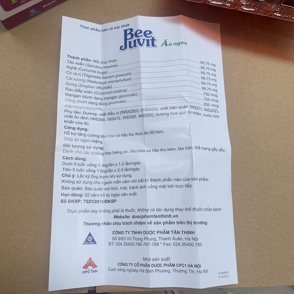 Siro BeeJuvit Ăn Ngon - Dành cho người biếng ăn, tiêu hóa kém, suy nhược, gầy yếu mệt mỏi Bee Juvit