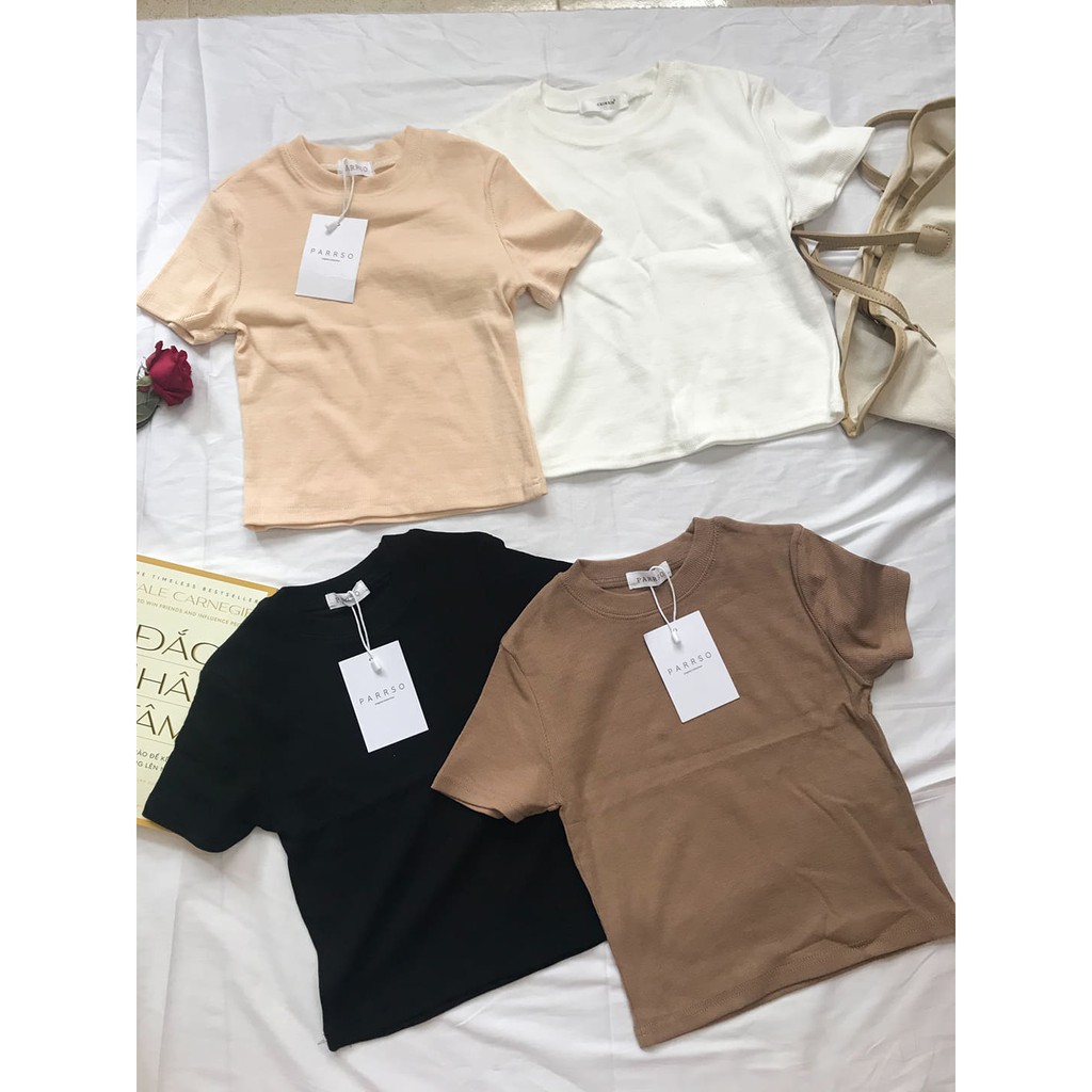 Áo croptop len tăm nhiều màu ( trắng , kem, nâu, đen)