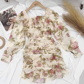 Đầm body hoa thân nhún