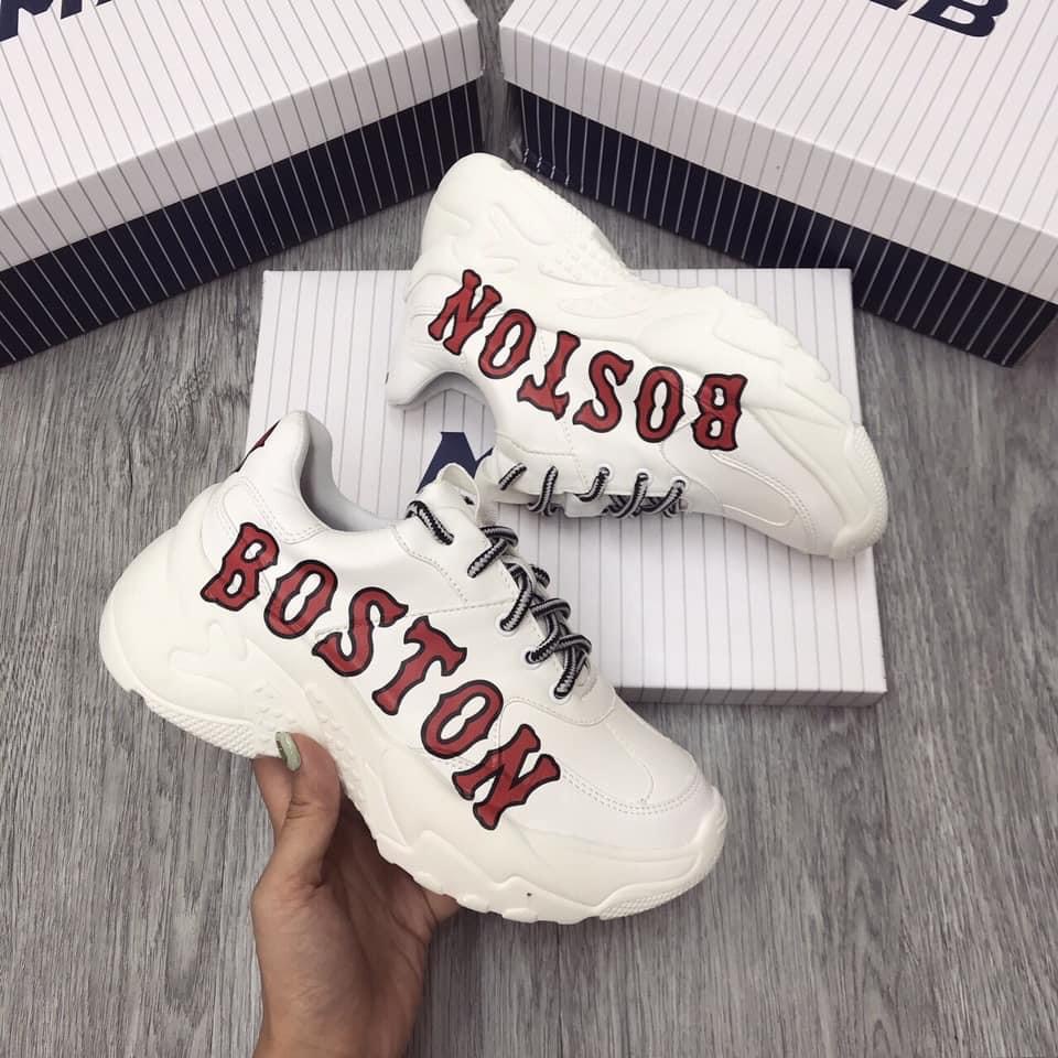 giày boston nữ, nam trắng chữ đỏ kiểu dáng trẻ trung đi êm tăng chiều cao