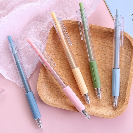 Bút bi bấm, bút gel bấm mực đen ngòi 0.5mm vỏ màu pastel trong suốt cute