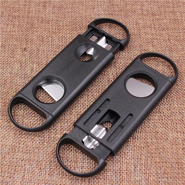 Dụng cụ, Dao cắt Xì gà - Cigar 2 chức năng V, bằng nhựa ABS đen, Cigar Cutter 2 funtion tools.