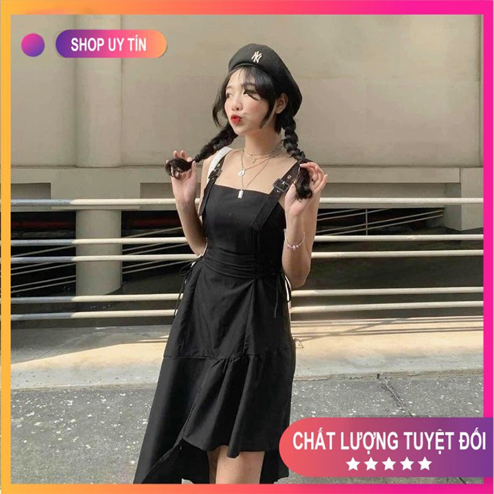 Váy Nữ 💦Váy 2 Dây💦 Freesize-có dây eo điều chỉnh (màu đen) trơn chất đẹp Guuz Mã SET01 | BigBuy360 - bigbuy360.vn