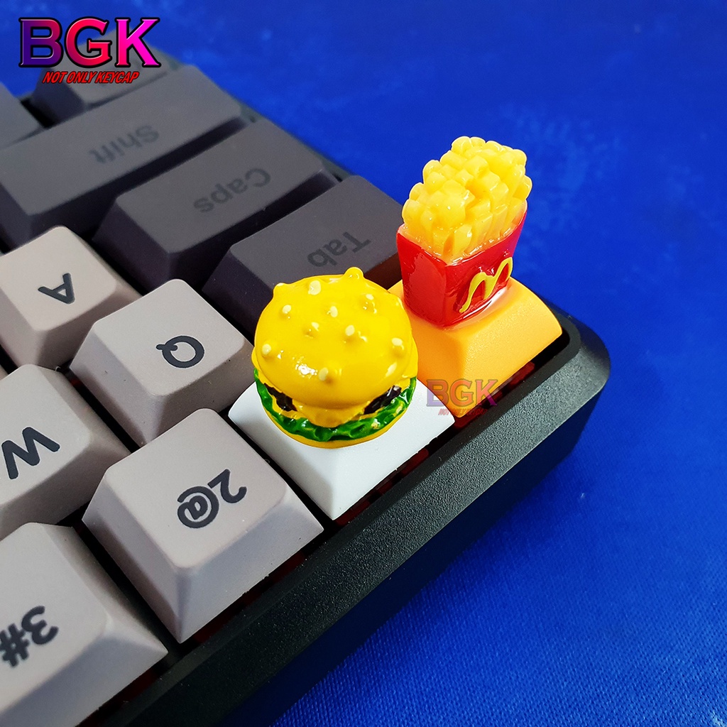 Keycap lẻ hình khoai tây chiên và bánh hamberger siêu dễ thương trang trí bàn phím cơ ( keycap artisan )