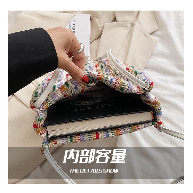 Túi đeo chéo JASMIN NOIR vải canvas phối dây xích thời trang dành cho nữ