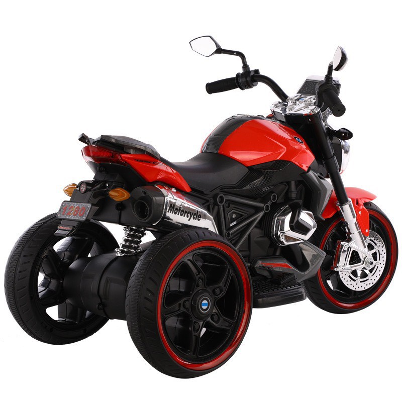 Xe máy điện moto 3 bánh Motorcycle 1280 đồ chơi đạp ga (Đỏ-Trắng-Xanh-Vàng)