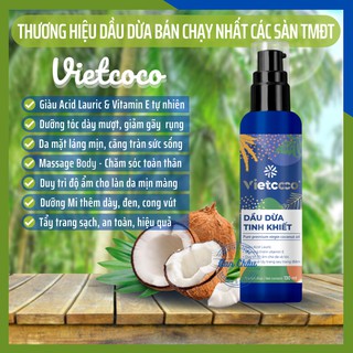 Dầu Dừa Nguyên Chất VIETCOCO Ép Lạnh Tinh Khiết Dùng Dưỡng Tóc Dưỡng Da Tẩy Trang, Ngừa Rạn Da-CX 130ml