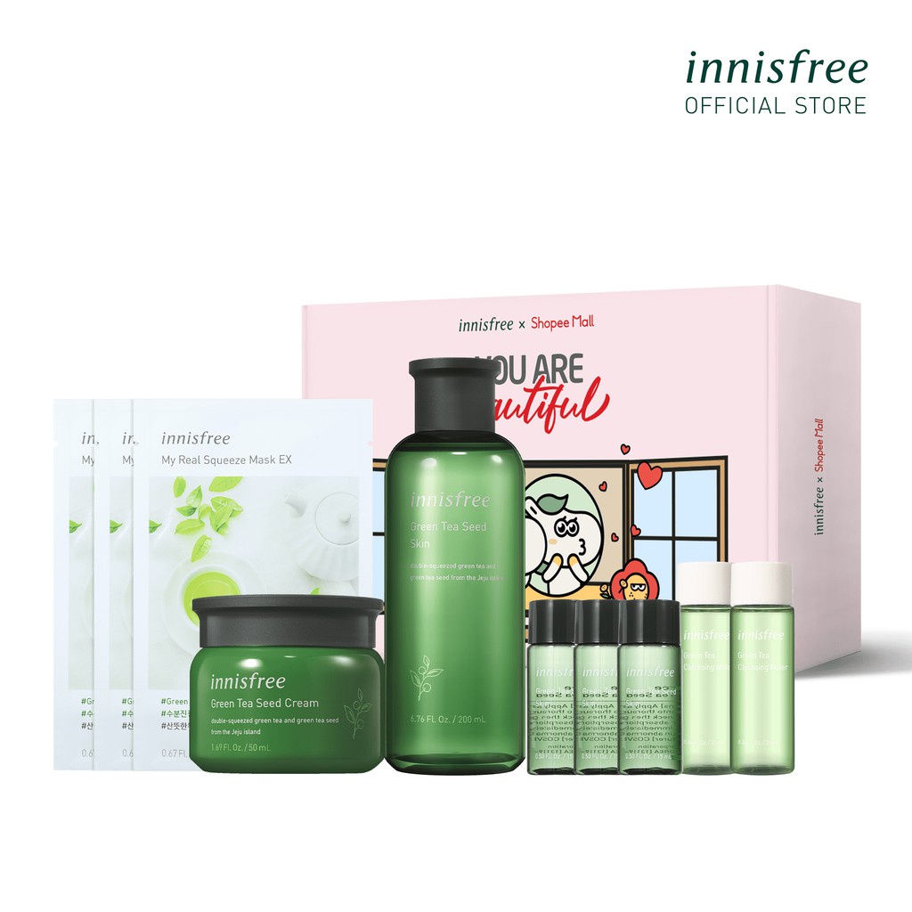 [Mã COSIF05 giảm 10% đơn 400K] Bộ dưỡng ẩm và bảo vệ da trà xanh Innisfree Green Tea Seed Cream Set