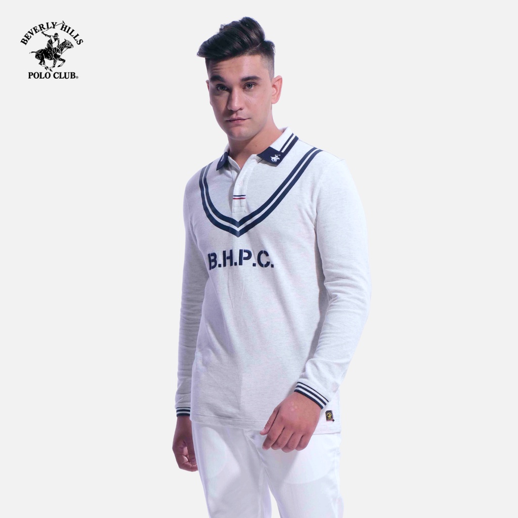 Beverly Hills Polo Club - Áo polo Áo polo dài tay Nam Slim Fit Xám melange phối GMM3- BHPC PMSLW21TL032