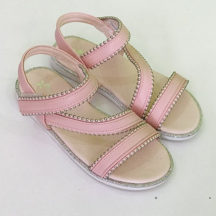 Giày sandal cao cấp bé gái ren hồng 788_26 GG142 - JADINY